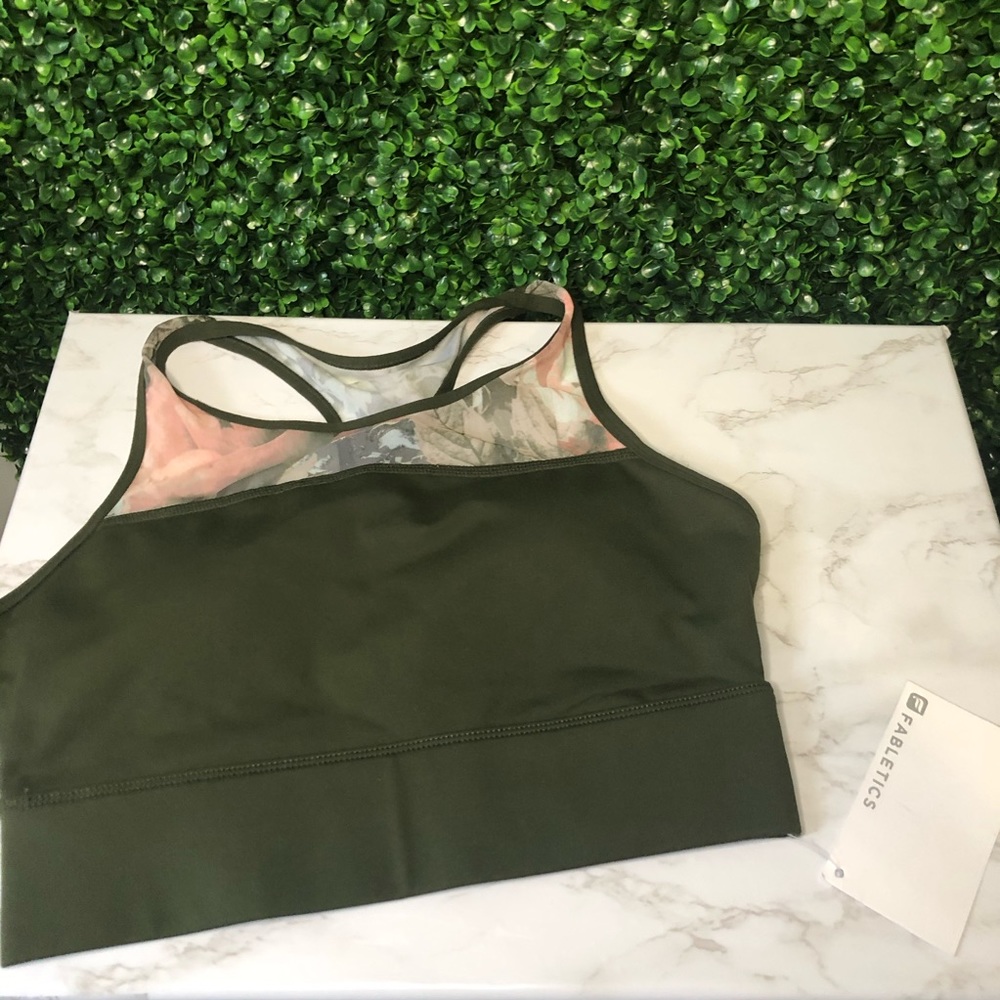 NWT Fabletics Marcia Green Floral Sports Bra